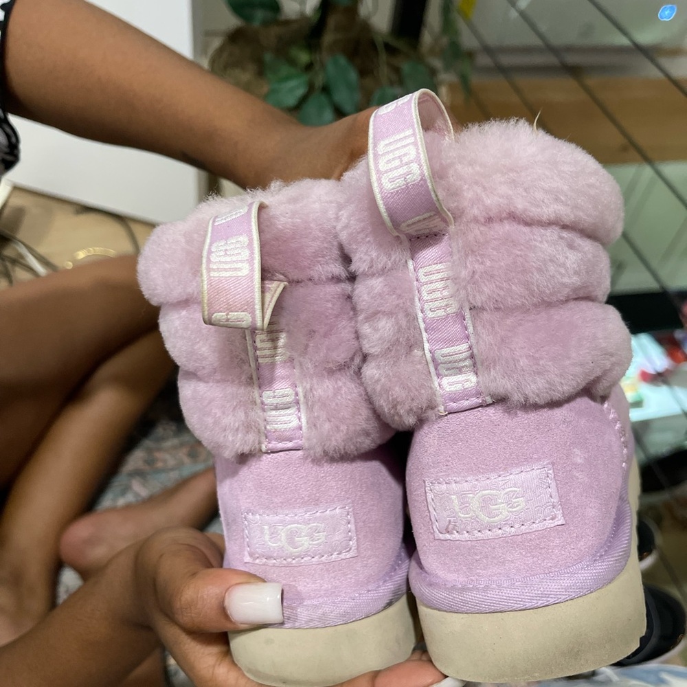 UGG Light Pink Fuzzy Suede Ankle Boots